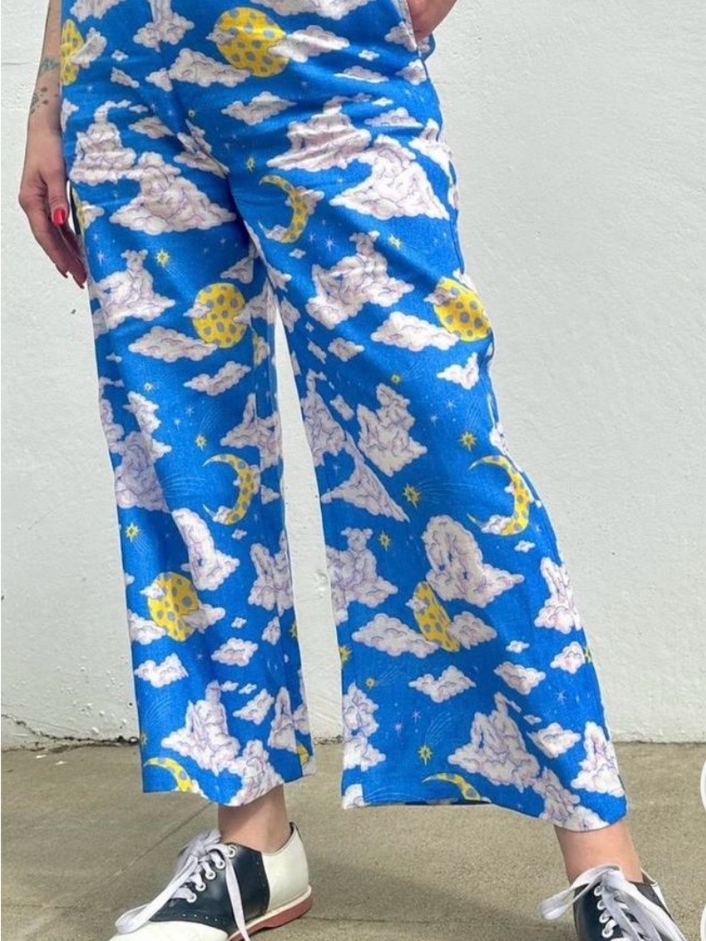 Nooworks Blue and Yellow Printed Linen pants